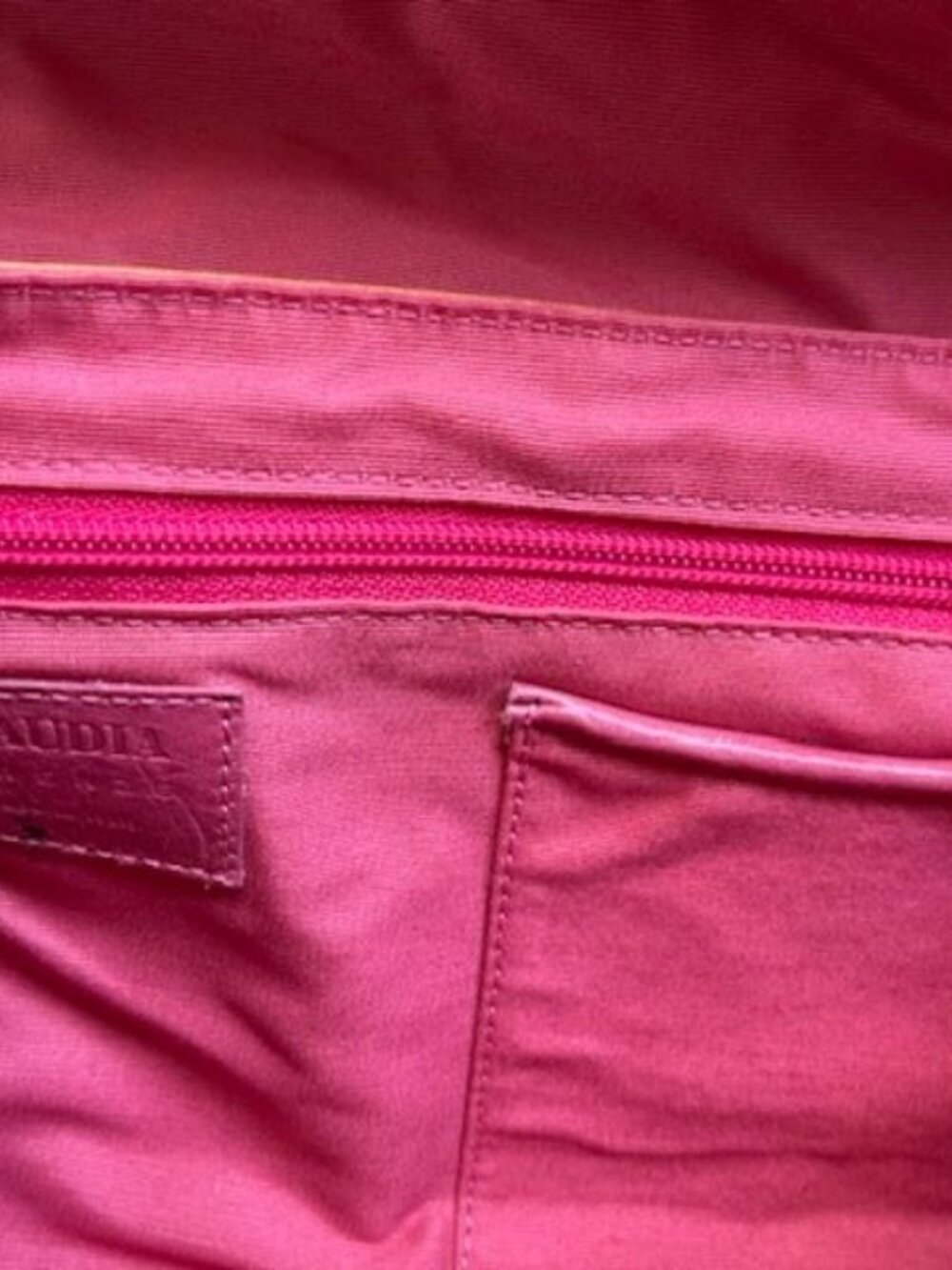 Claudia Firenze Pink & Lime Leather Handbag made in Italy w/Charms/New Vintage - Picture 5 of 6
